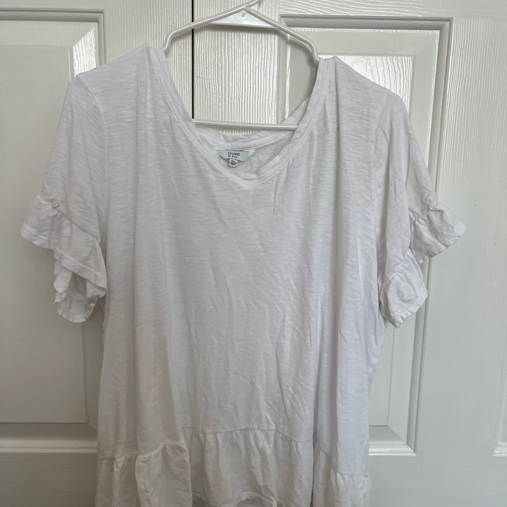 White Ruffle Top